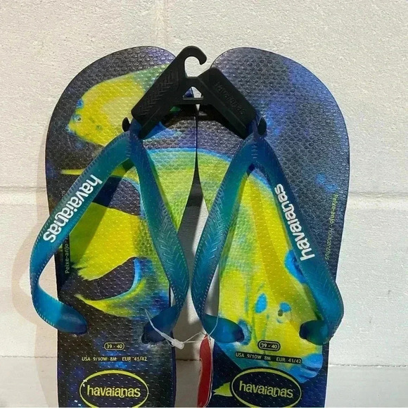 havaianas Conservation International Flip Flop Sandals Marinho/Azul Beach Vacay - Picture 2 of 9